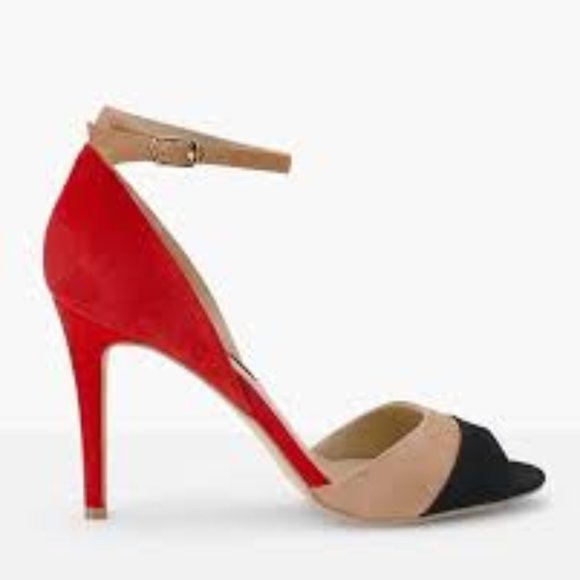 WHBM Suede Colorblock Heels - Picture 2 of 12